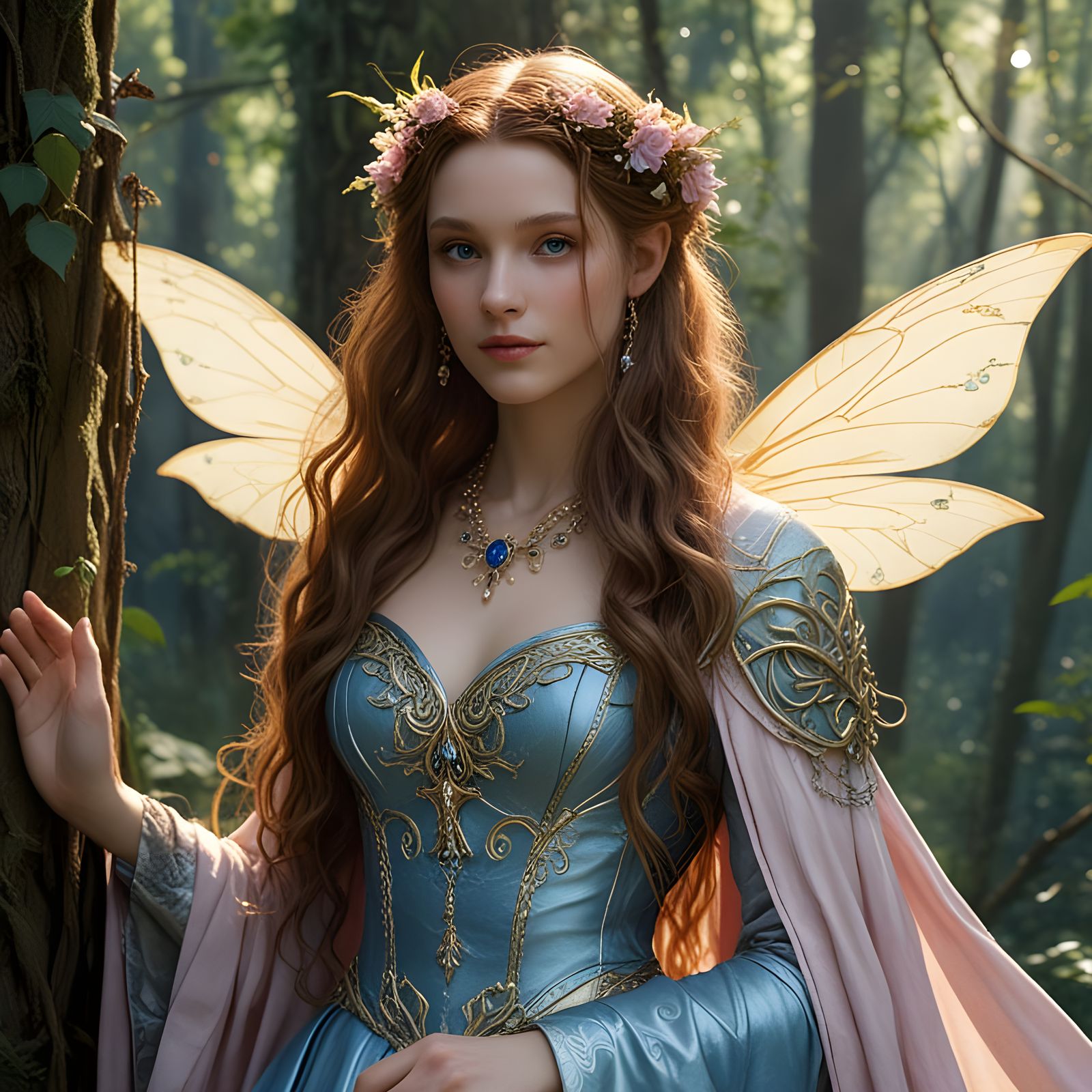 Elegant Elf Queen Reigns in Whimsical Forest Dance