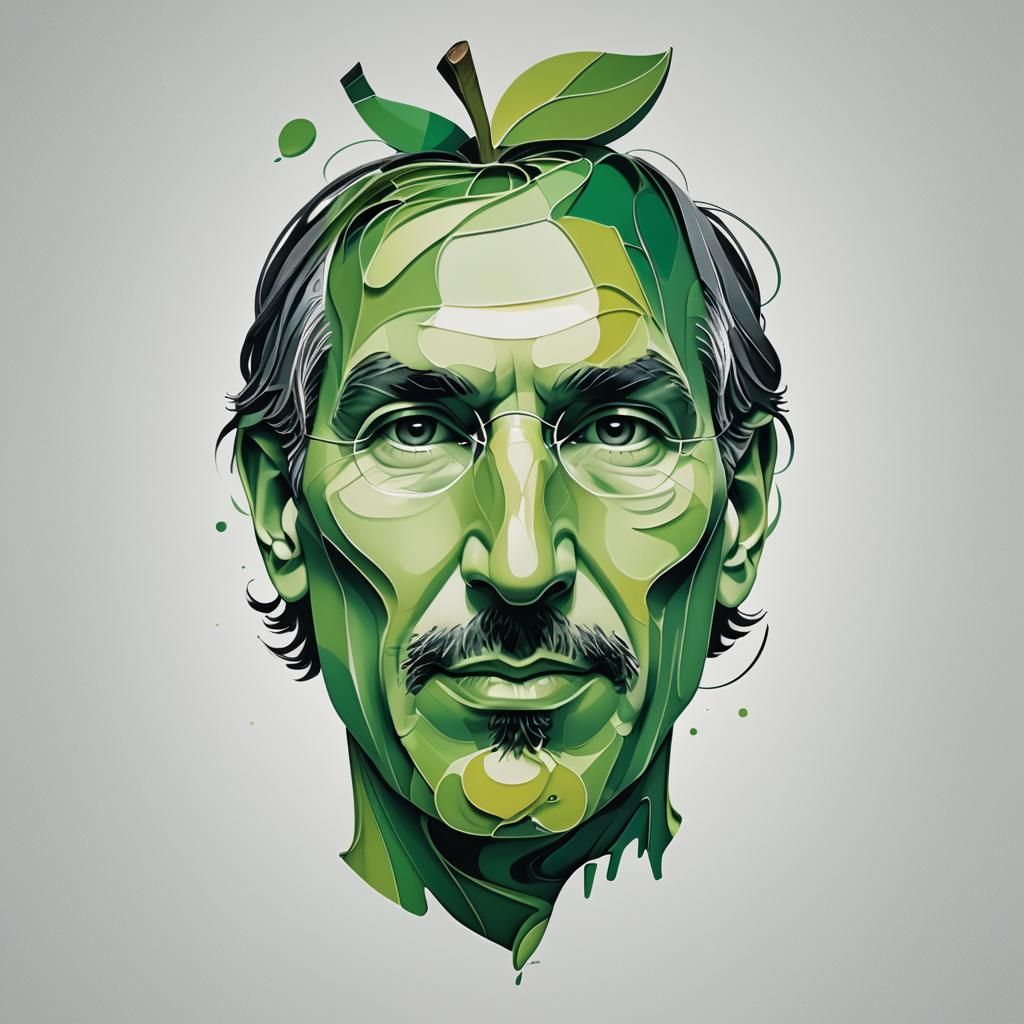 Pop Art Masterpiece of Steve Jobs as Green Apple