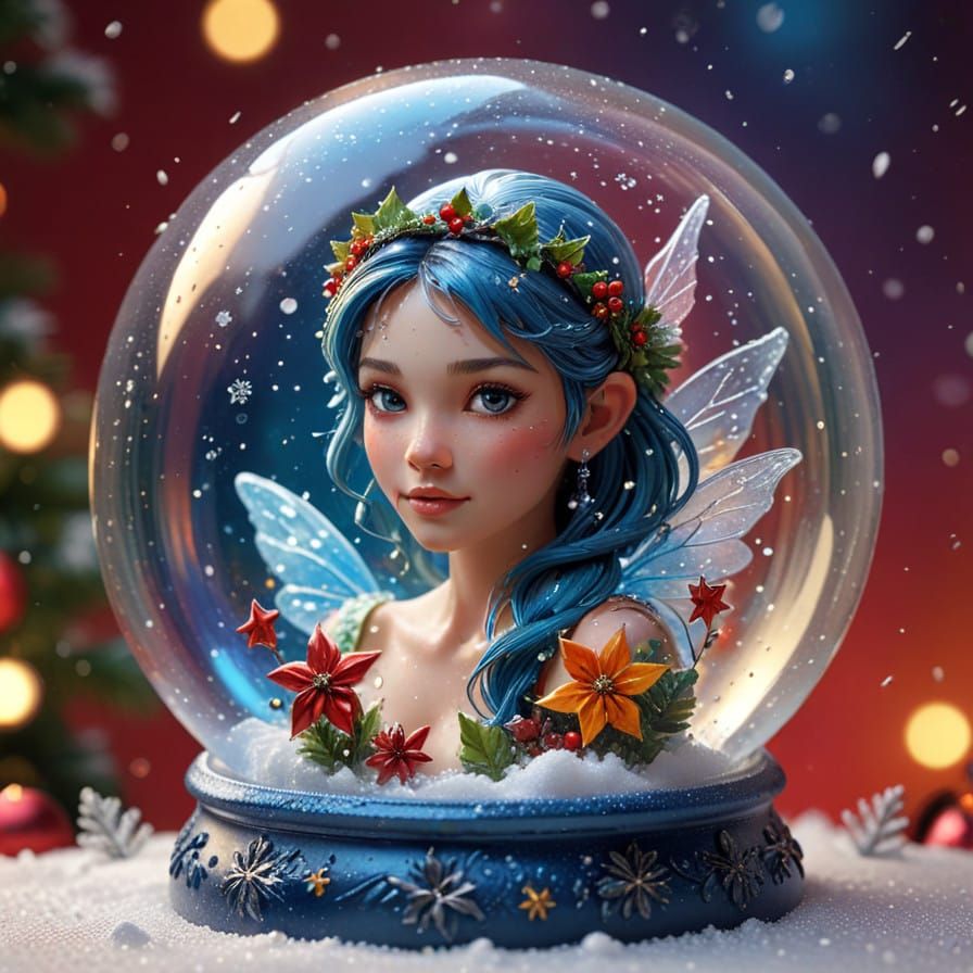Majestic Christmas Fairy in Whimsical Snow Globe