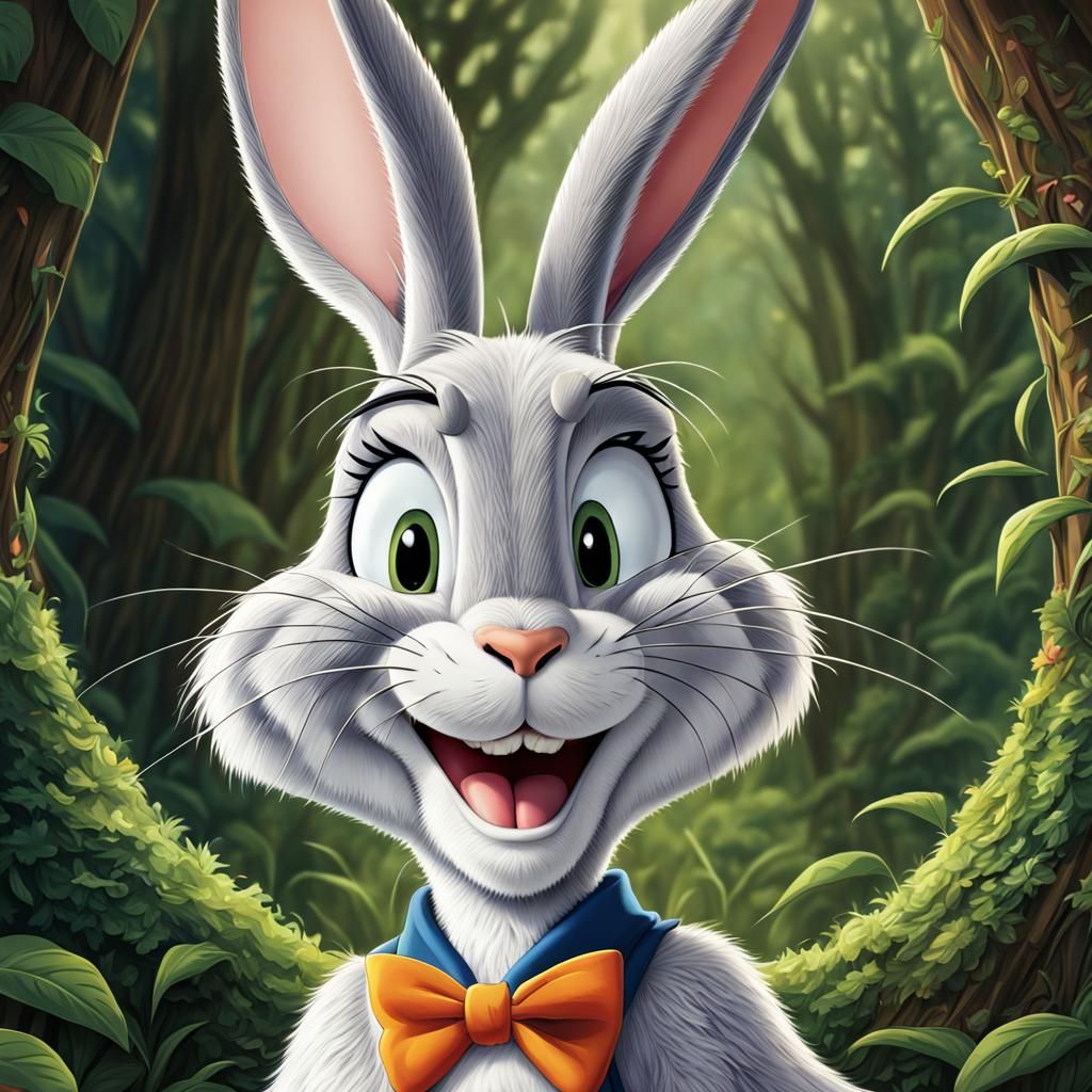 Smiling Bugs Bunny Cartoon in 2D