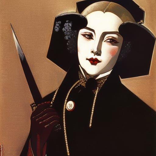 Vampire Lord with Onigiri, Inspired by Vrubel and Serebriako...