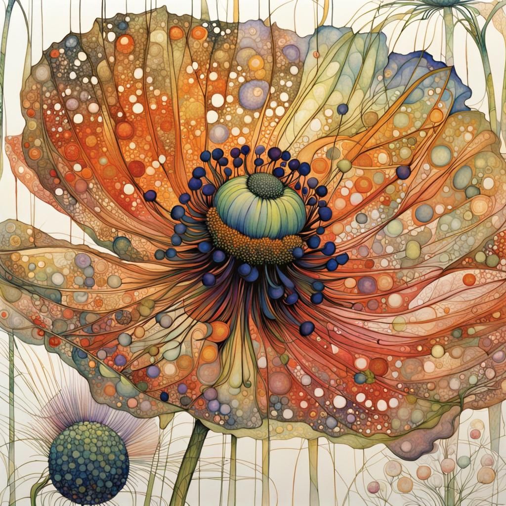 Intricate Wildflowers in Art Nouveau Style