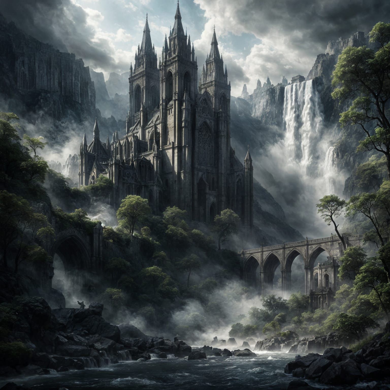 Ash-Covered Cathedrals in Dramatic Digital Painting