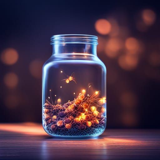 Glowing Fireflies in a Jar: Hyperrealistic Image