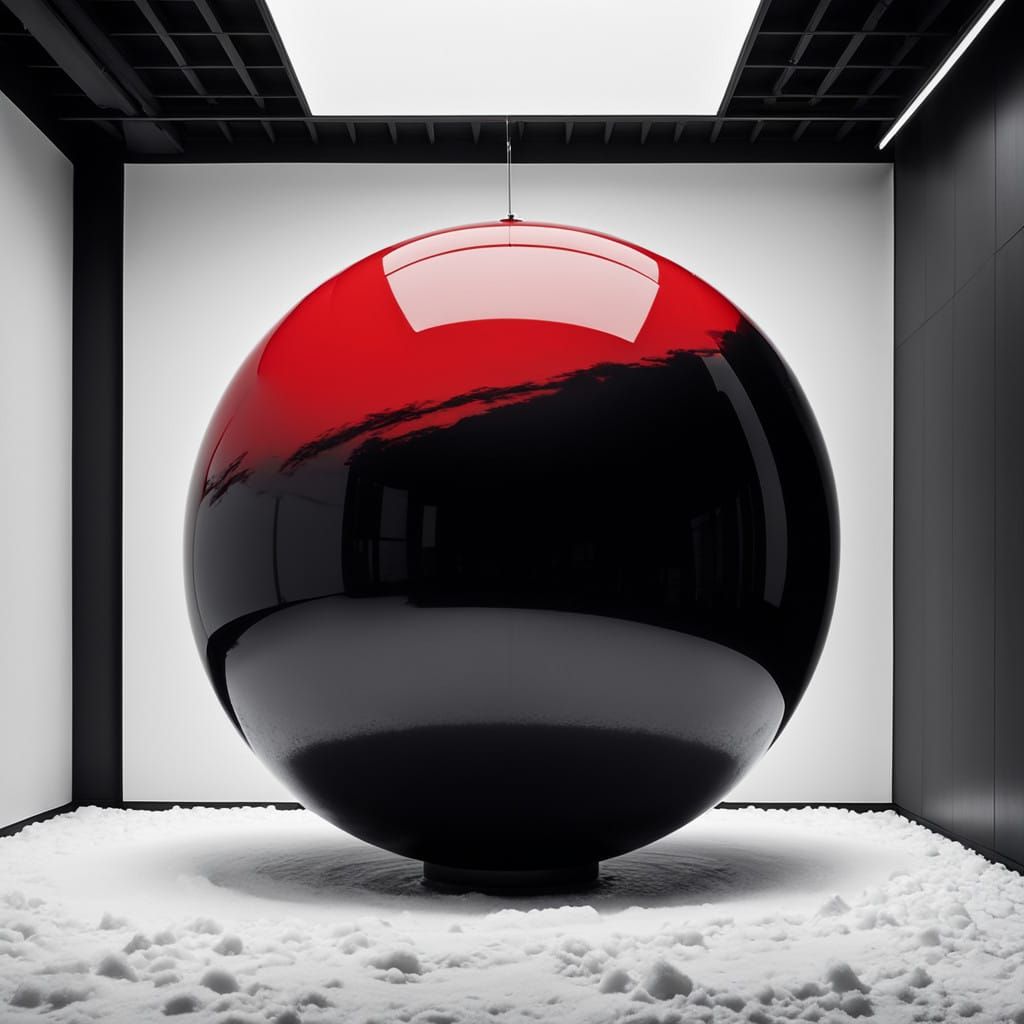 A bright fire engine red sphere