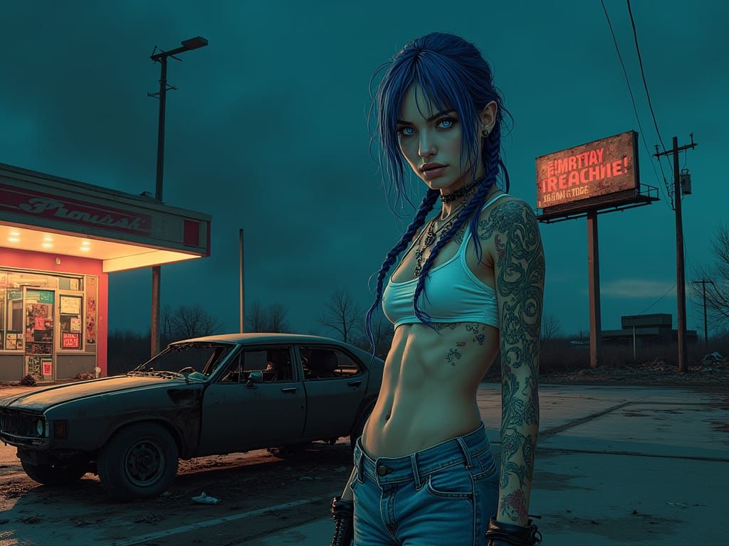 Rebel Icon Silhouetted Against Urban Decay