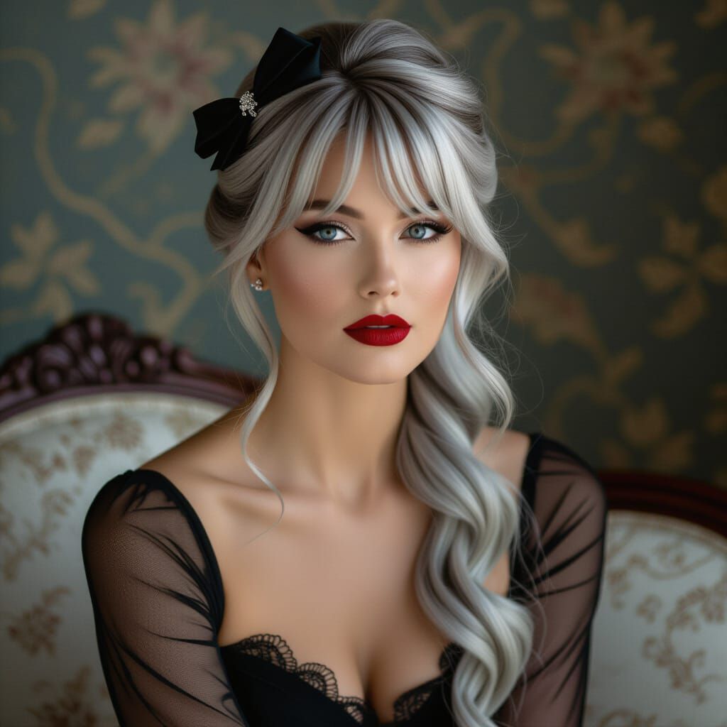 Monochromatic Portrait of Woman with Grey Hair