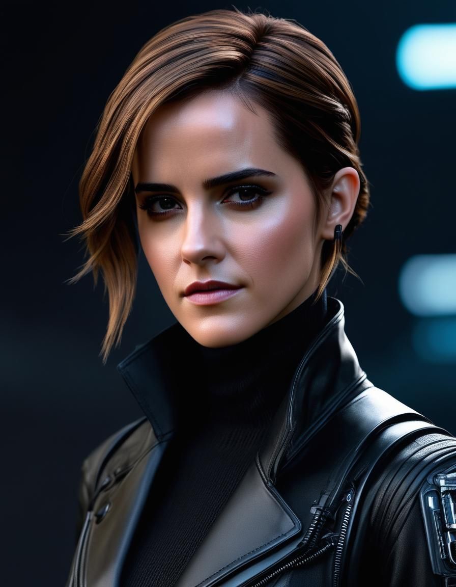 Cyberpunk Portrait of a Woman in Leather Outfit