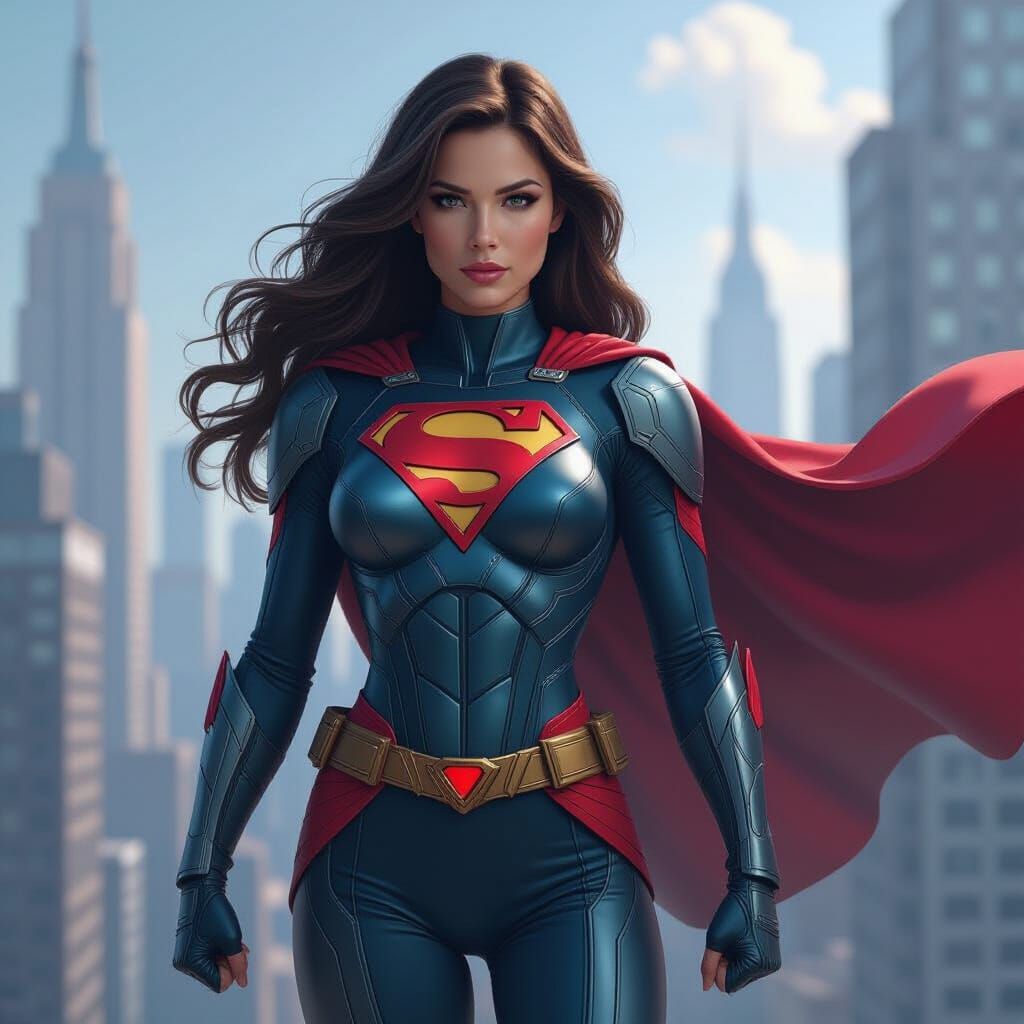 Super Woman in Futuristic Cityscape, 8k Detail