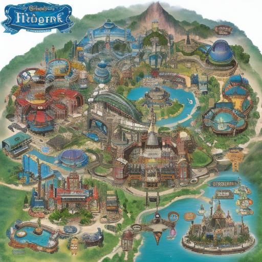 Detailed Theme Park Map with Attractions