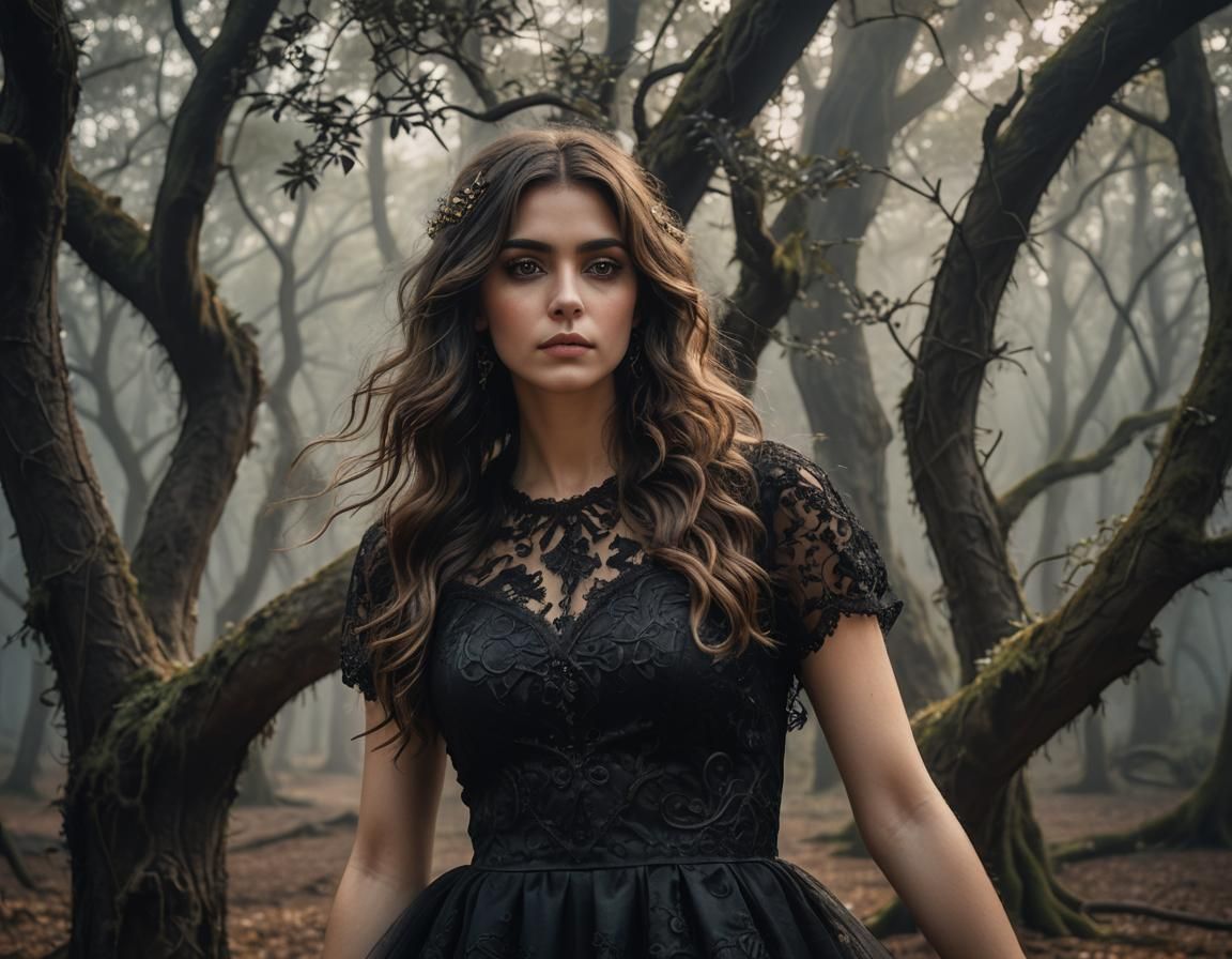 Portrait of Spanish Girl in Misty Forest