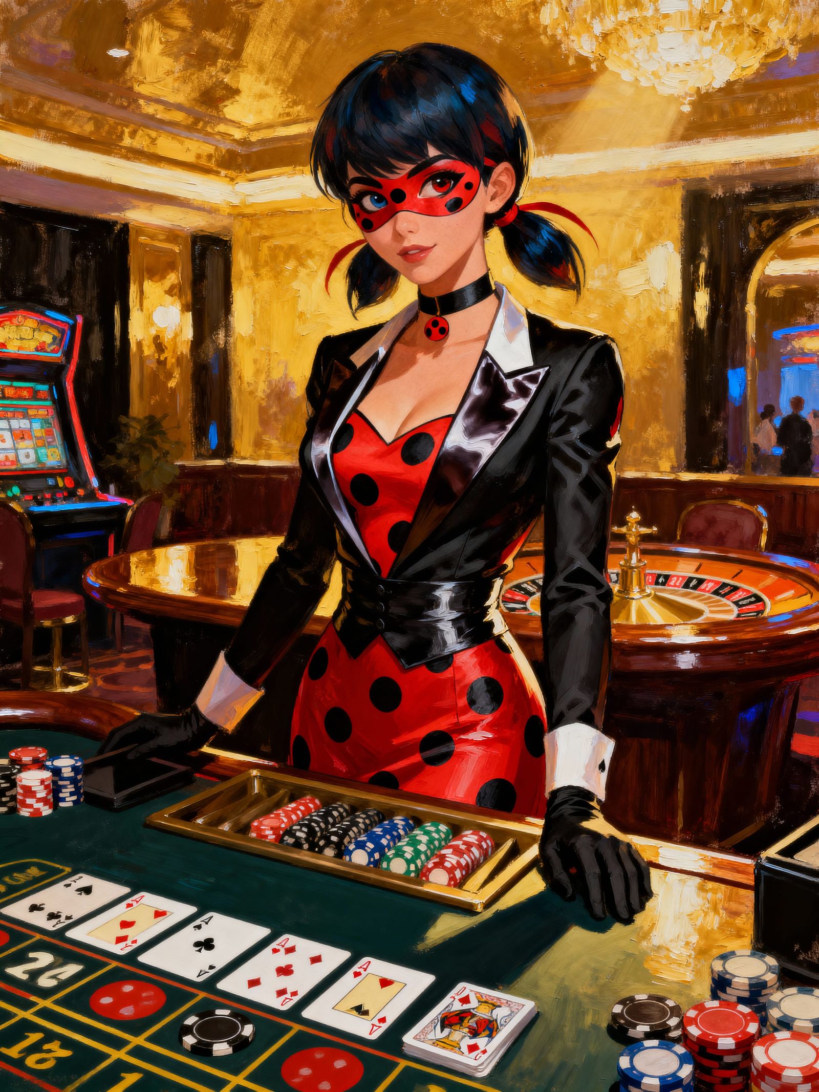 Miraculous Ladybug Deals Blackjack as Casino Croupier