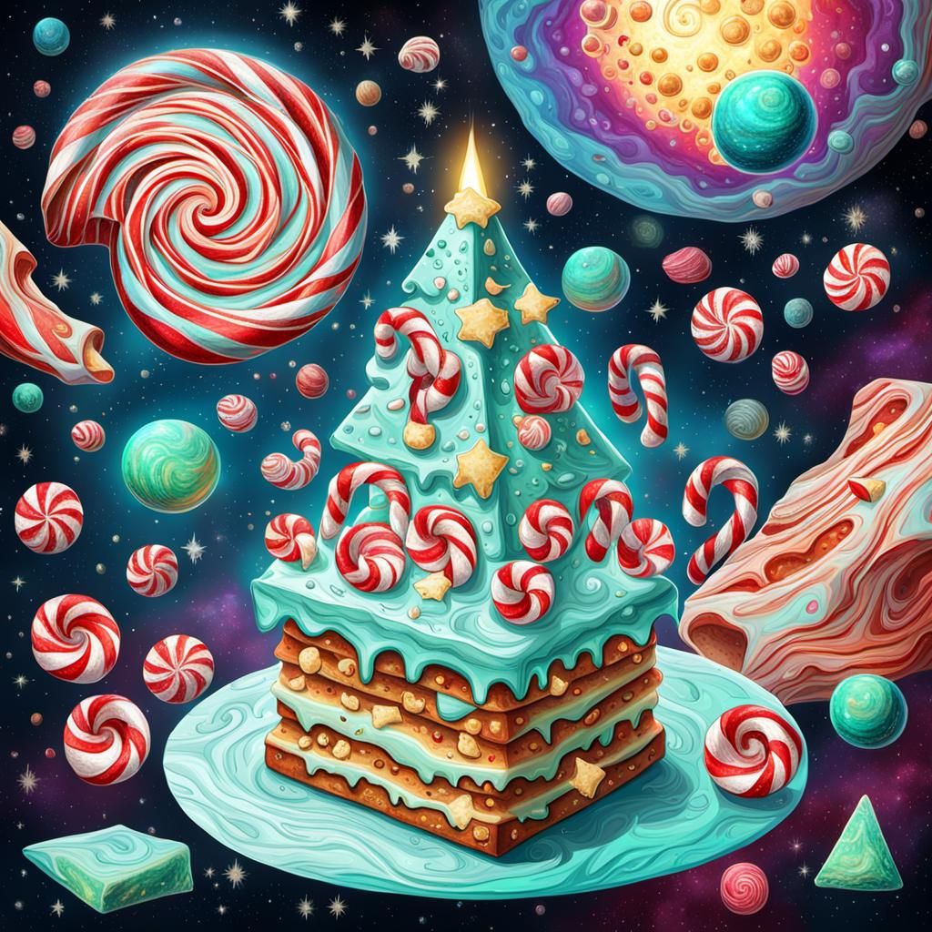 Holographic Cheese Log Astral Cosmic Illustration
