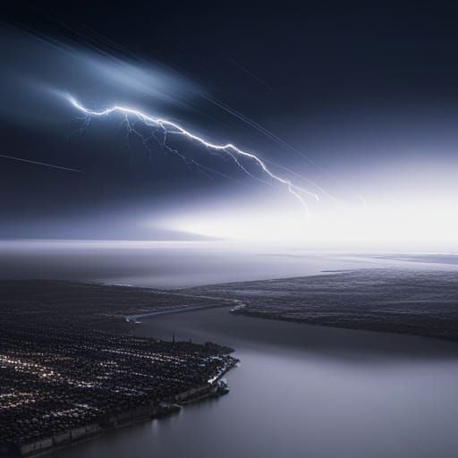 Airplane Soaring Through Lightning Storm in 3D