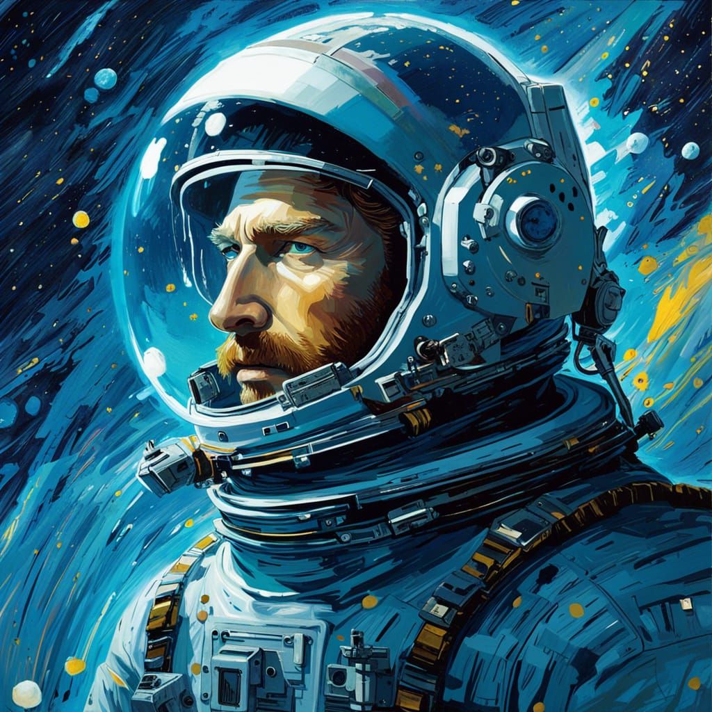 Vincent van Gogh working as an astronaut, credits to @manncy