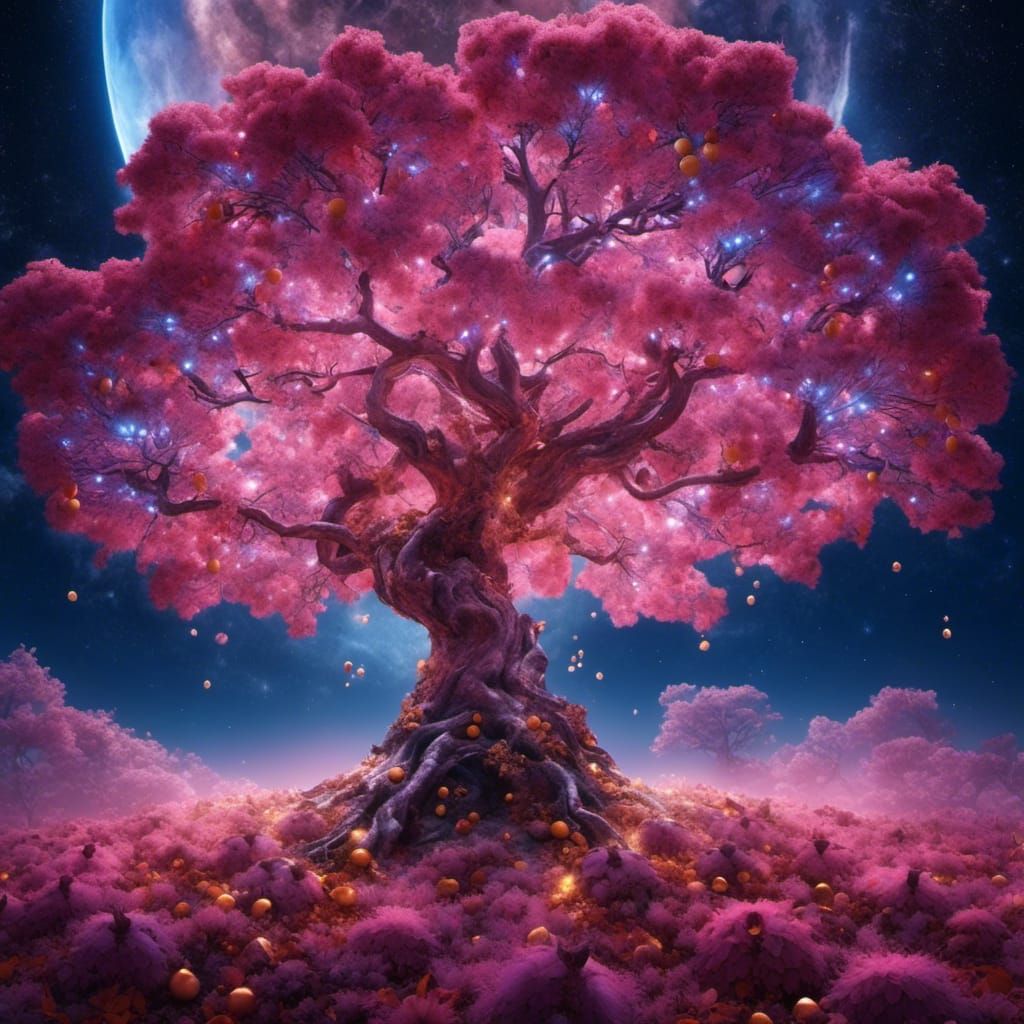 Pink Fairy Tree with Golden Fruit