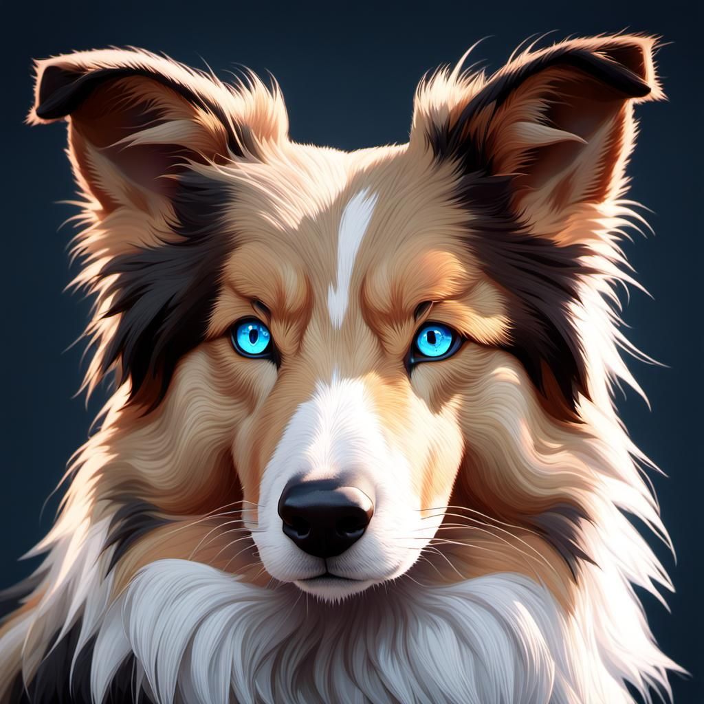 Anime Style Collie Dog Portrait