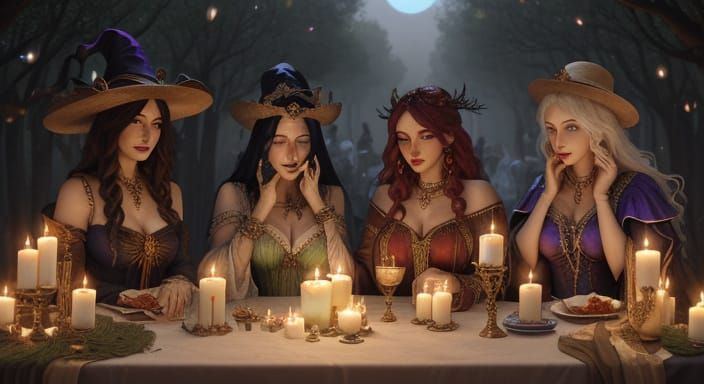 Mediterranean Gypsy Goddesses Celebrate Daylight Pleasure Fa...