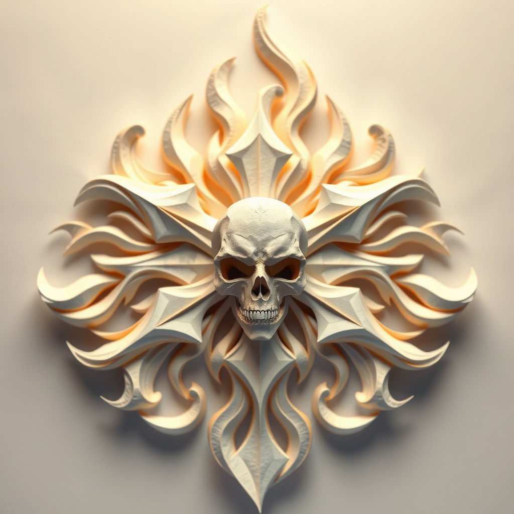 Origami 'Queen Savage' Logo with Skull and Flames