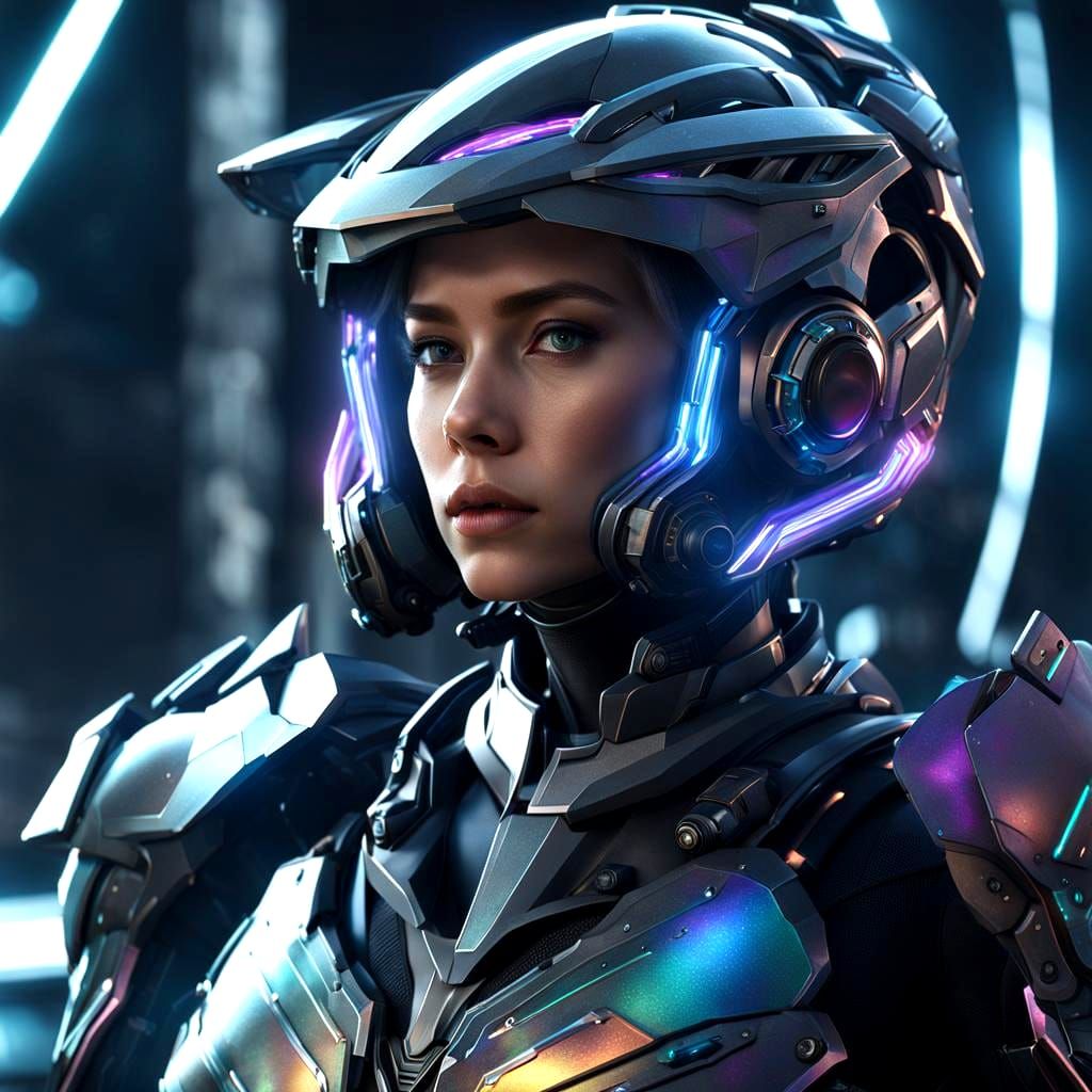 Sci-Fi Elf Warrior Materializing, Ethereal Realm