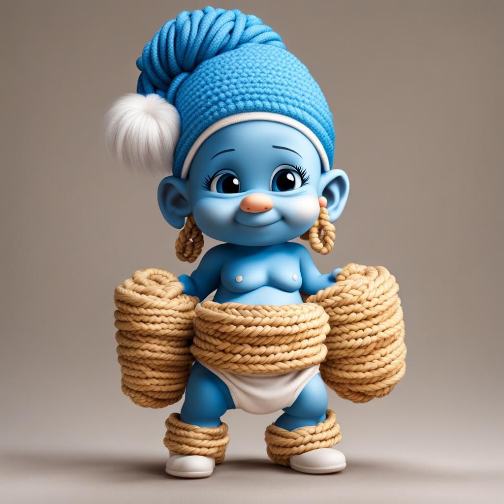 Baby Smurf with Cornrows in Diaper