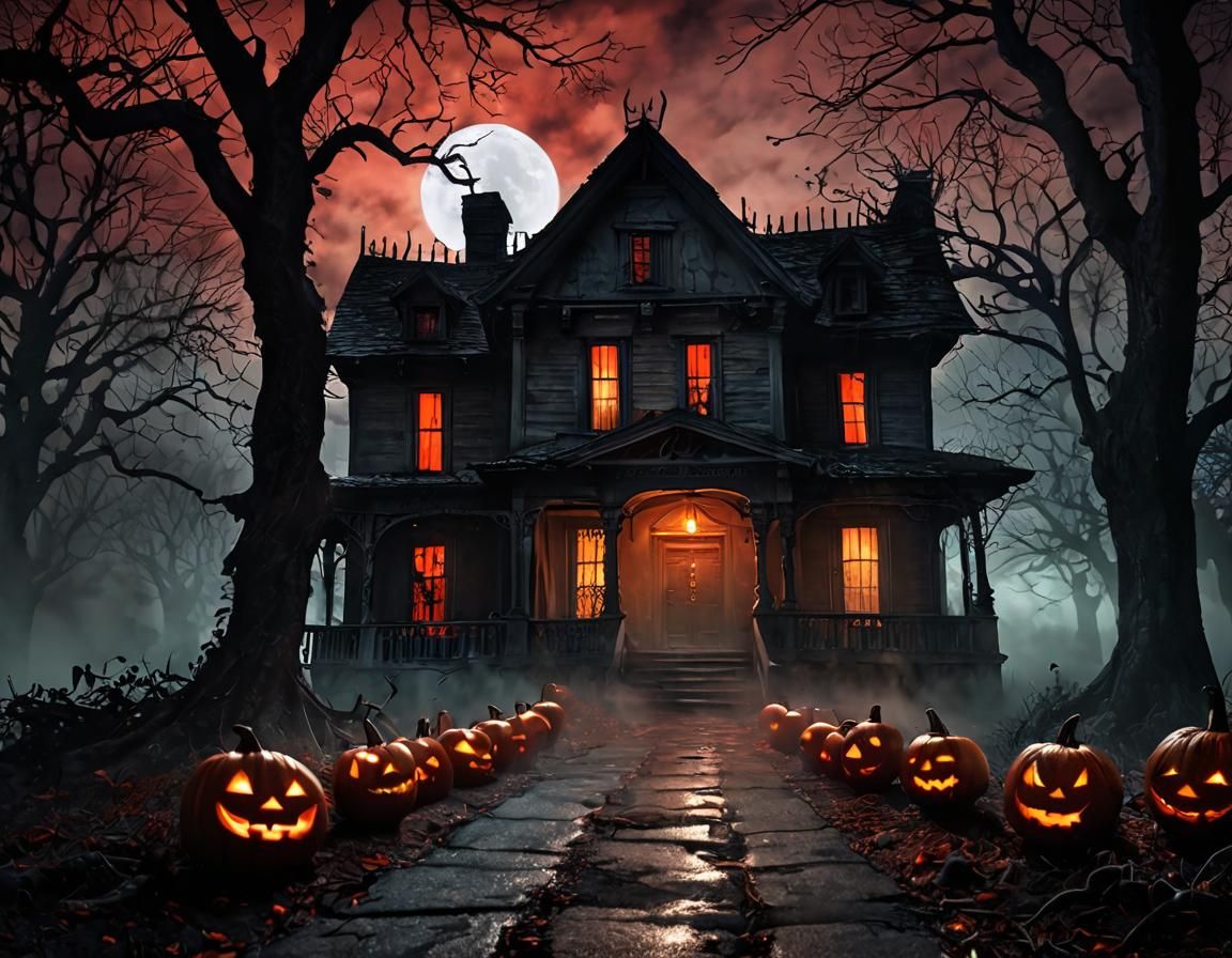 Ominous Haunted House in Dark Fantasy Style