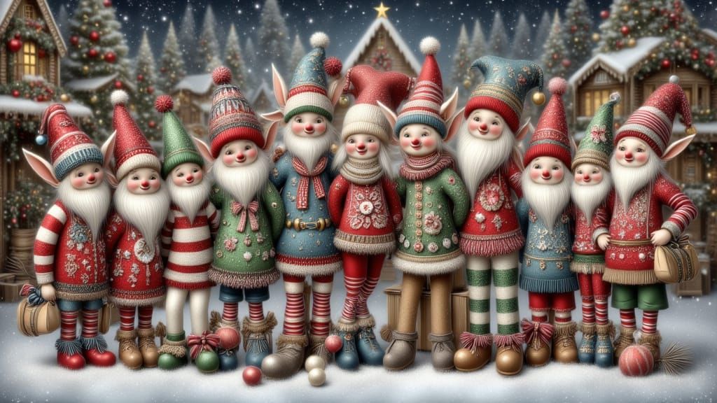 Elves wearing ugly sweaters