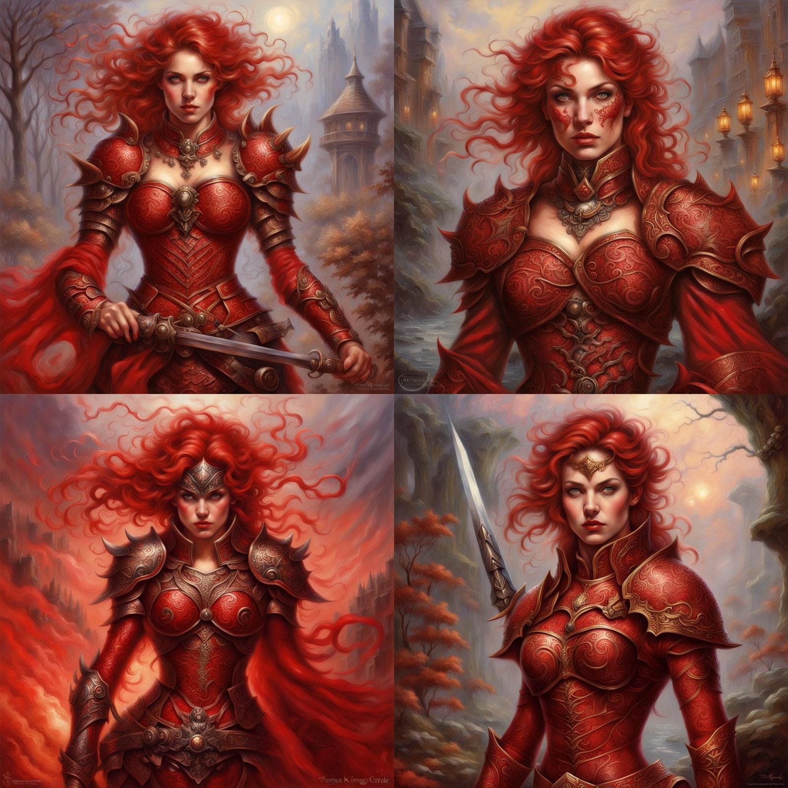 Red-Armored Warrior from Hell in Ethereal Fantasy Style