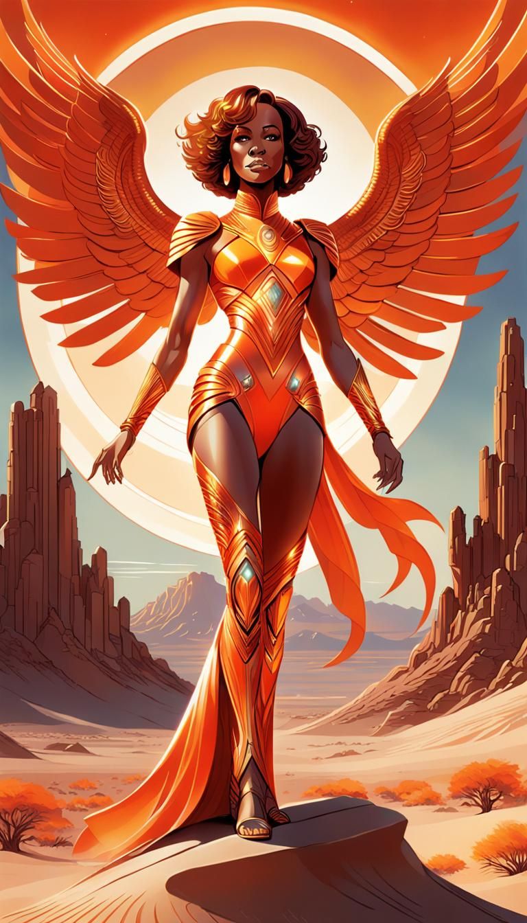 Art Deco Sci-Fi Warrior Goddess Phoenix
