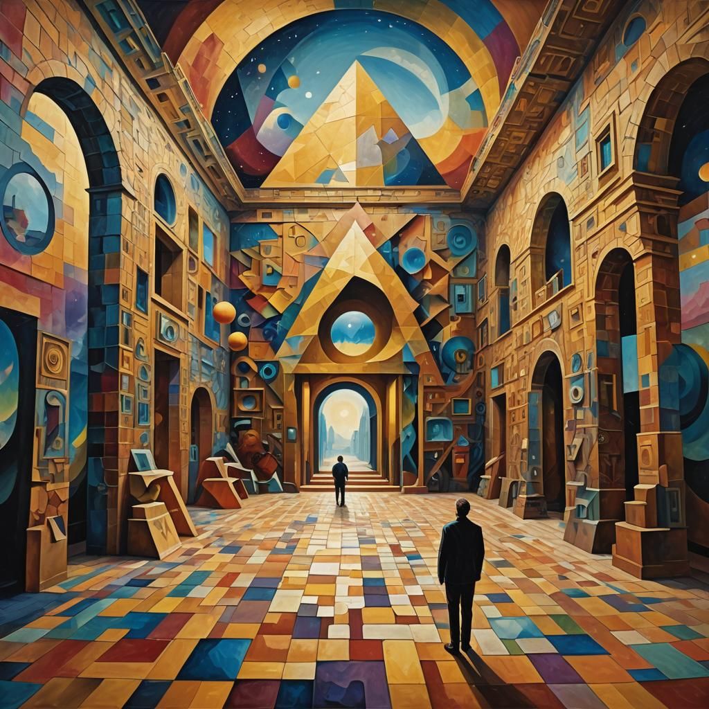 Surreal Museum Masterpiece with Impossible Geometry