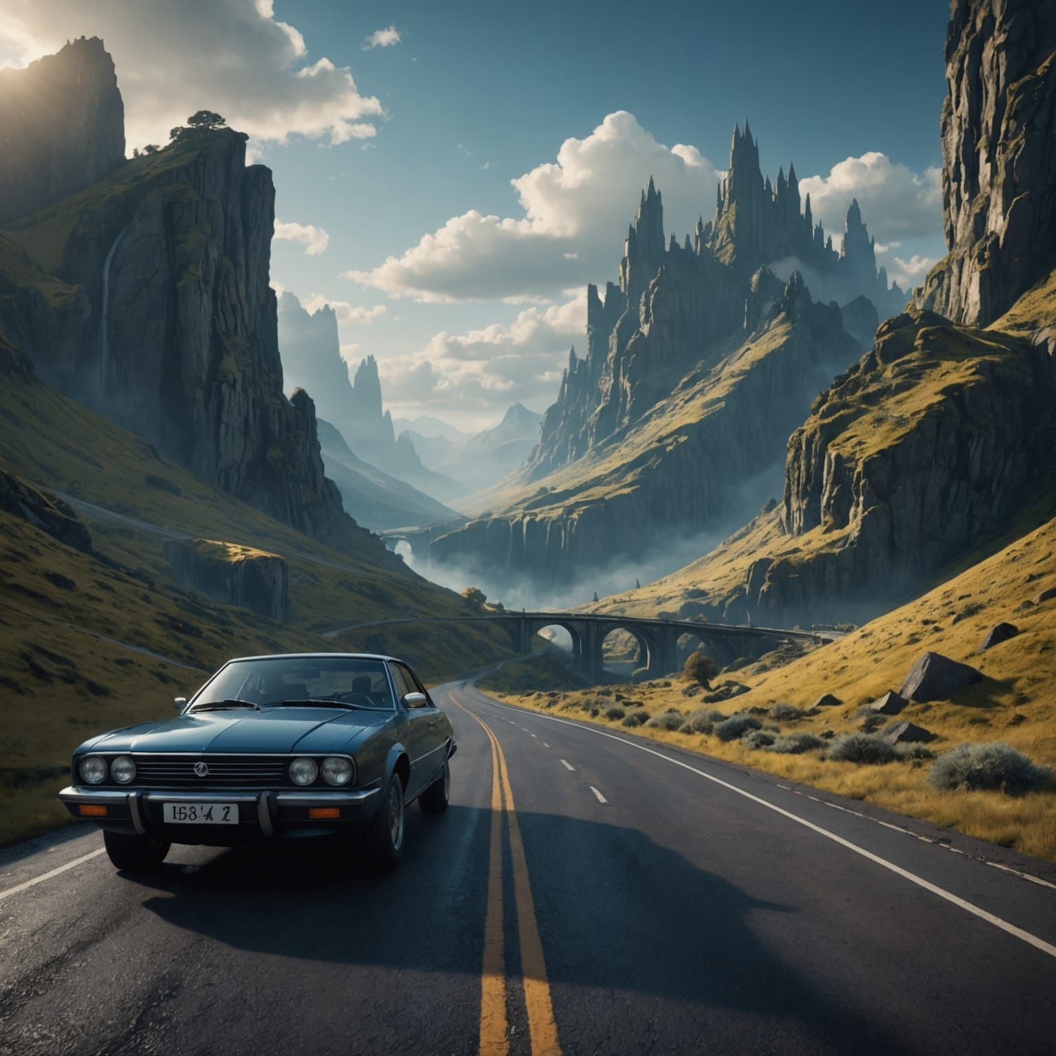 Fantastical Roads: A Detailed Matte Painting
