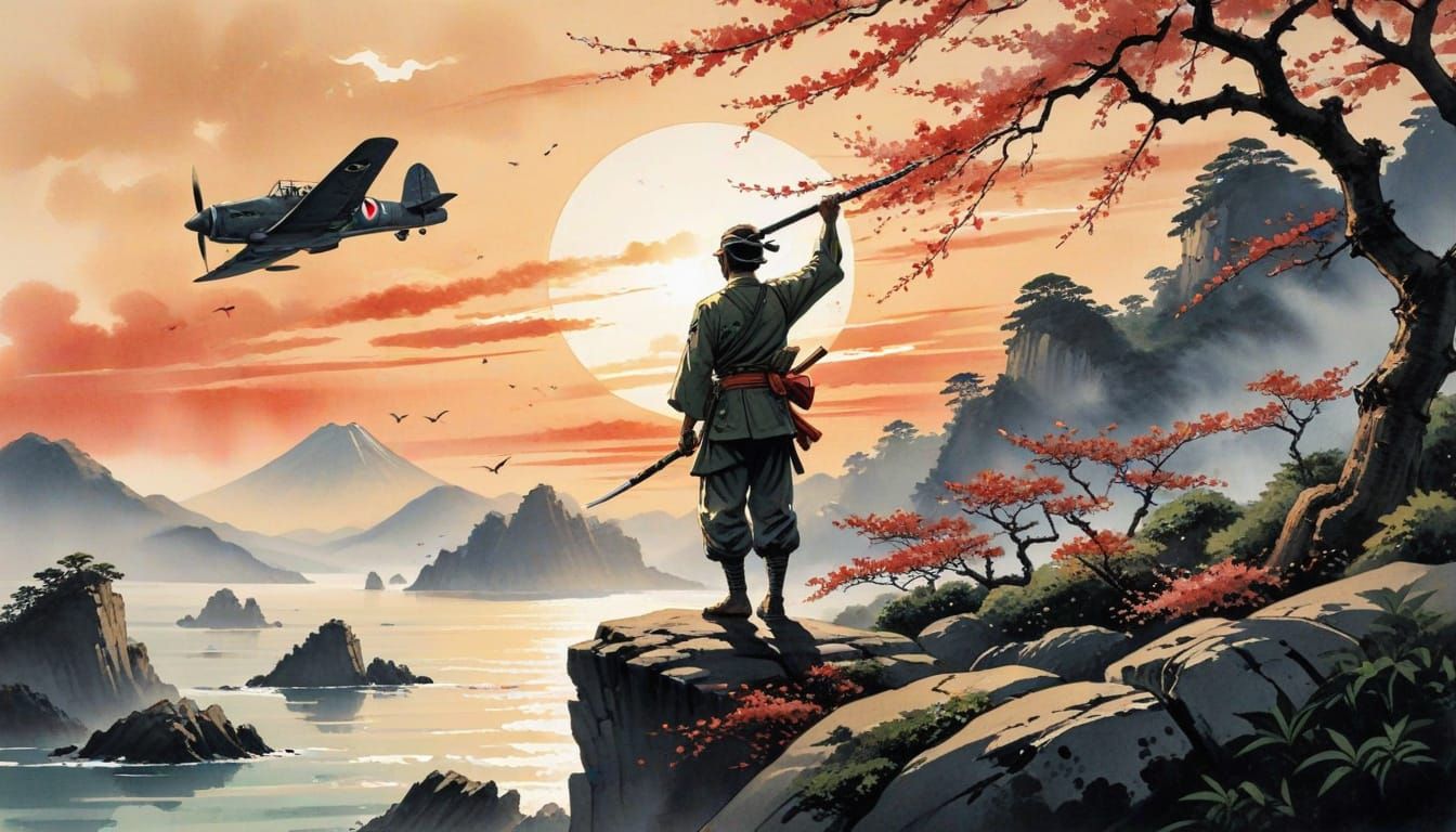 Pacific Victory: Sumi-e Sunrise Celebration