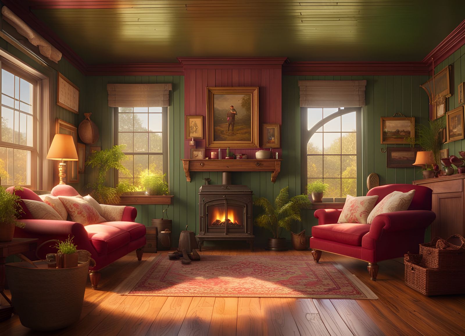 Detailed Country Cottage Living Room Interior