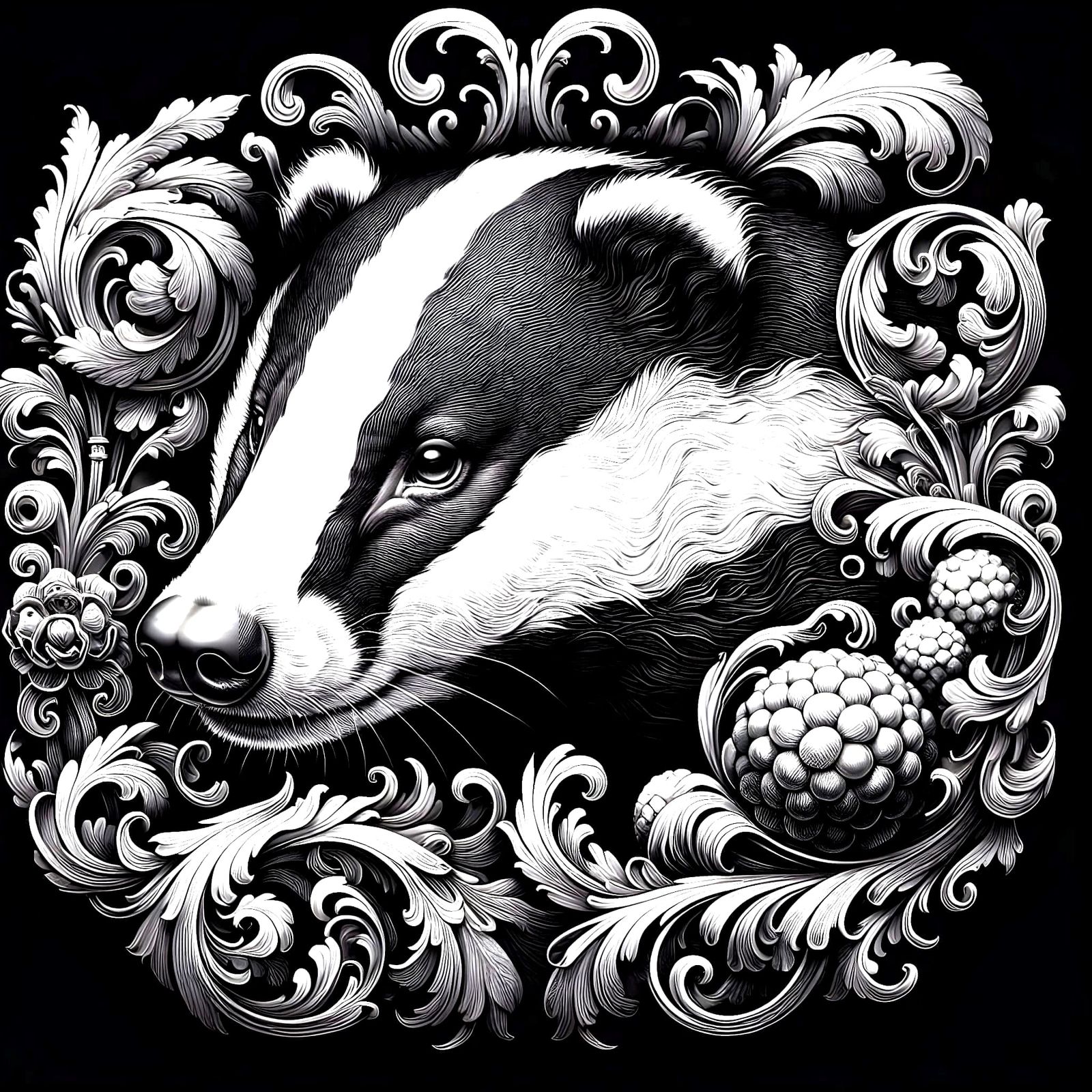 Anthropomorphic Badger in Rococo Style with Dramatic Lightin...