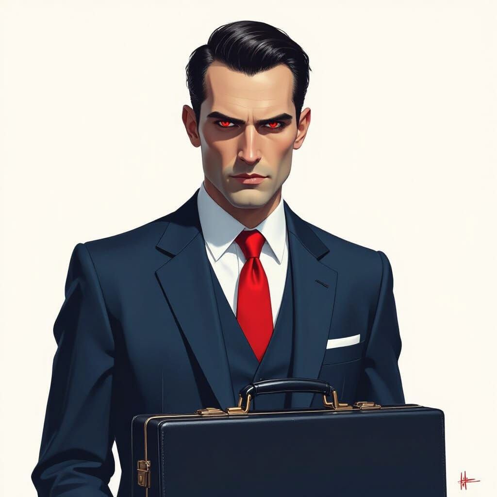 Ominous Figure in Futuristic Noir Style