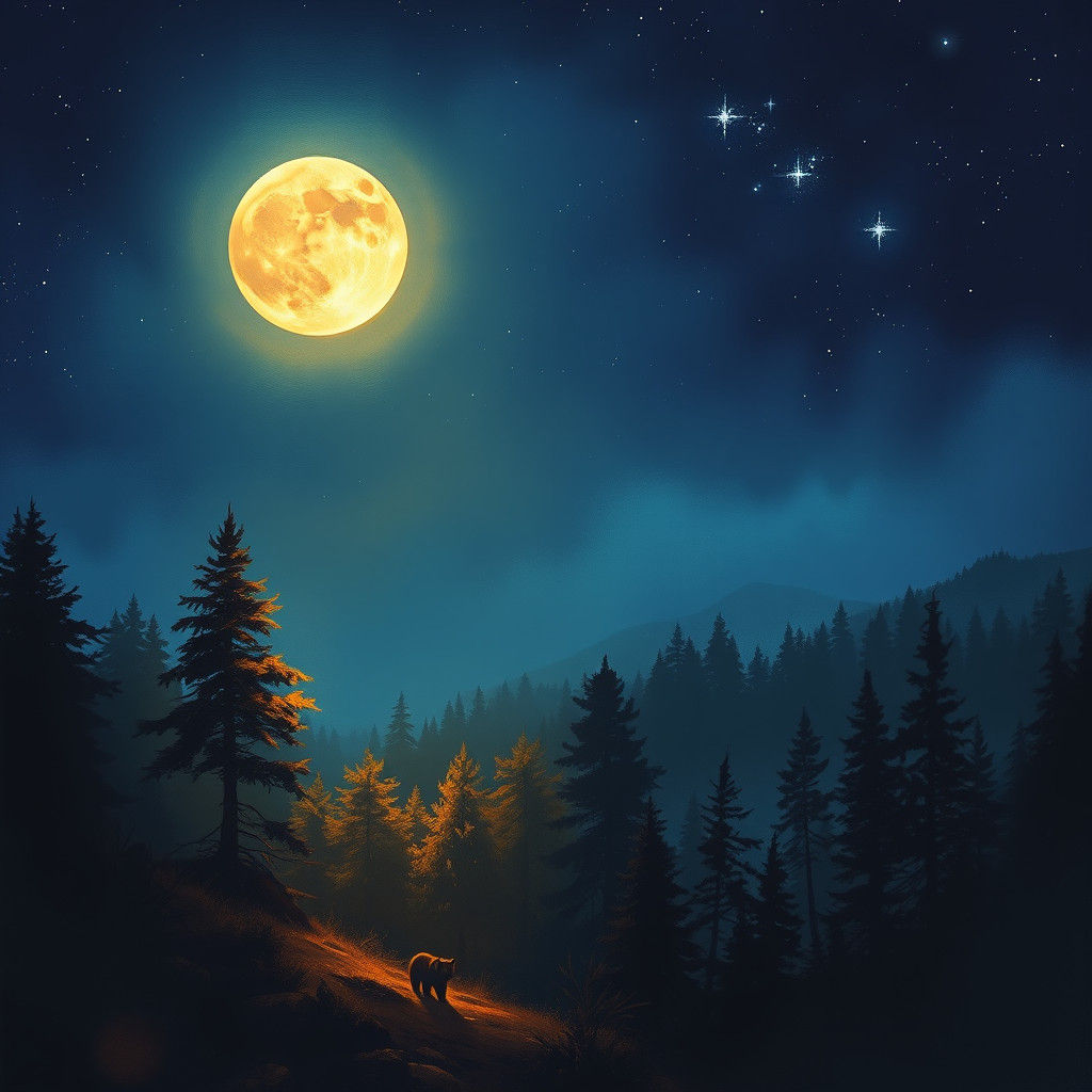 Dreamy Nocturnal Landscape Inspired by Hudson River School