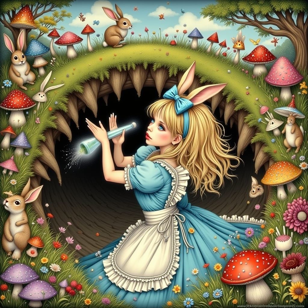 Alice in Wonderland: Whimsical Hyperreal Illustration