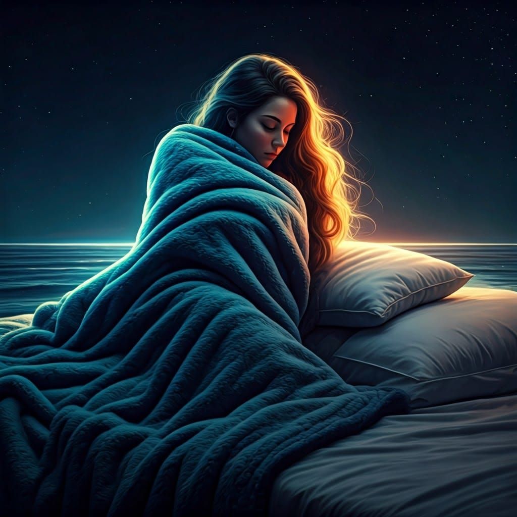 Woman Asleep on Ocean Bed: Fantasy Concept Art