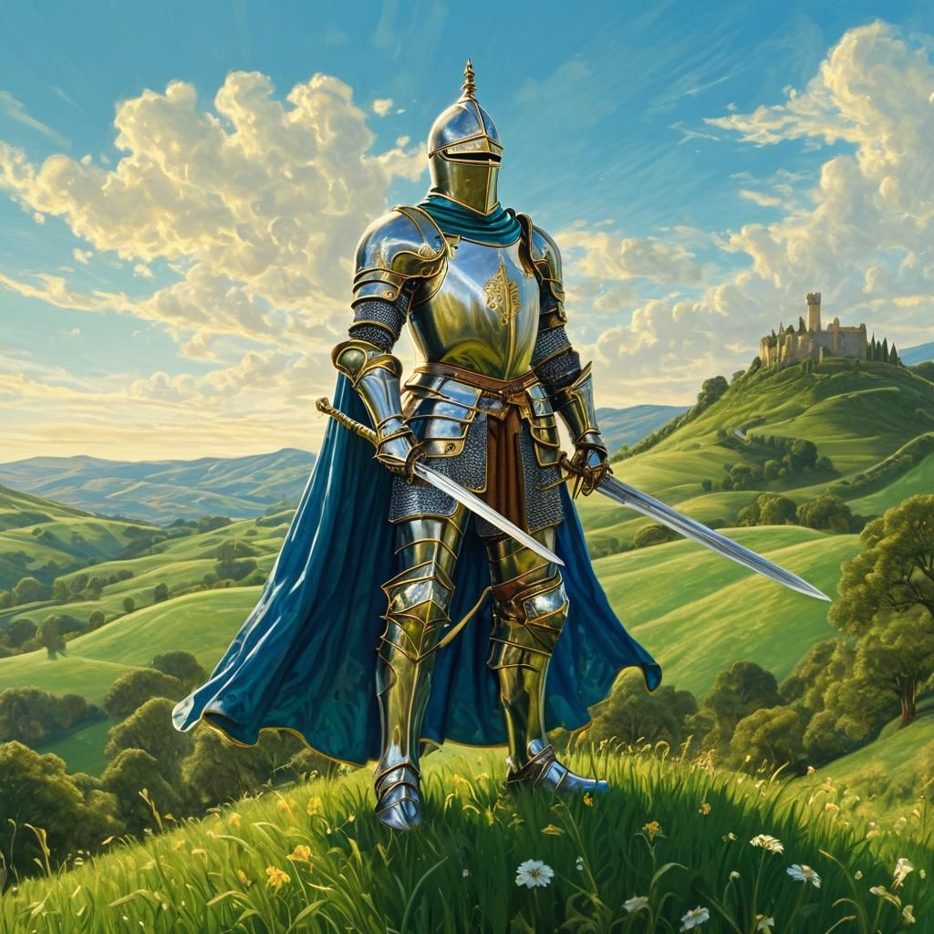 Heroic Knight in Shining Armor, Pre-Raphaelite Style