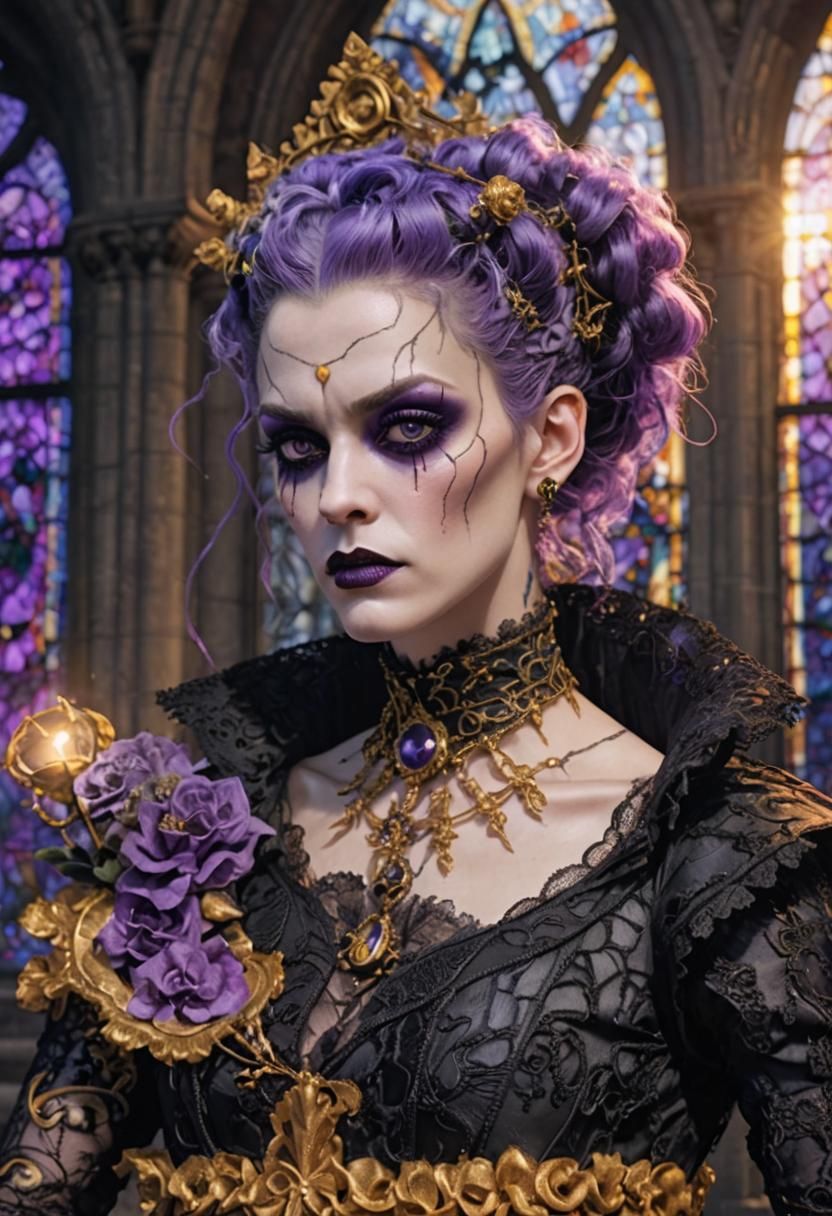 Gothic Bride of Frankenstein: Baroque 3D Anime Portrait
