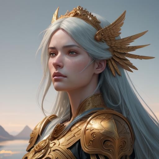 Golden Angel Portrait in Digital Art Style