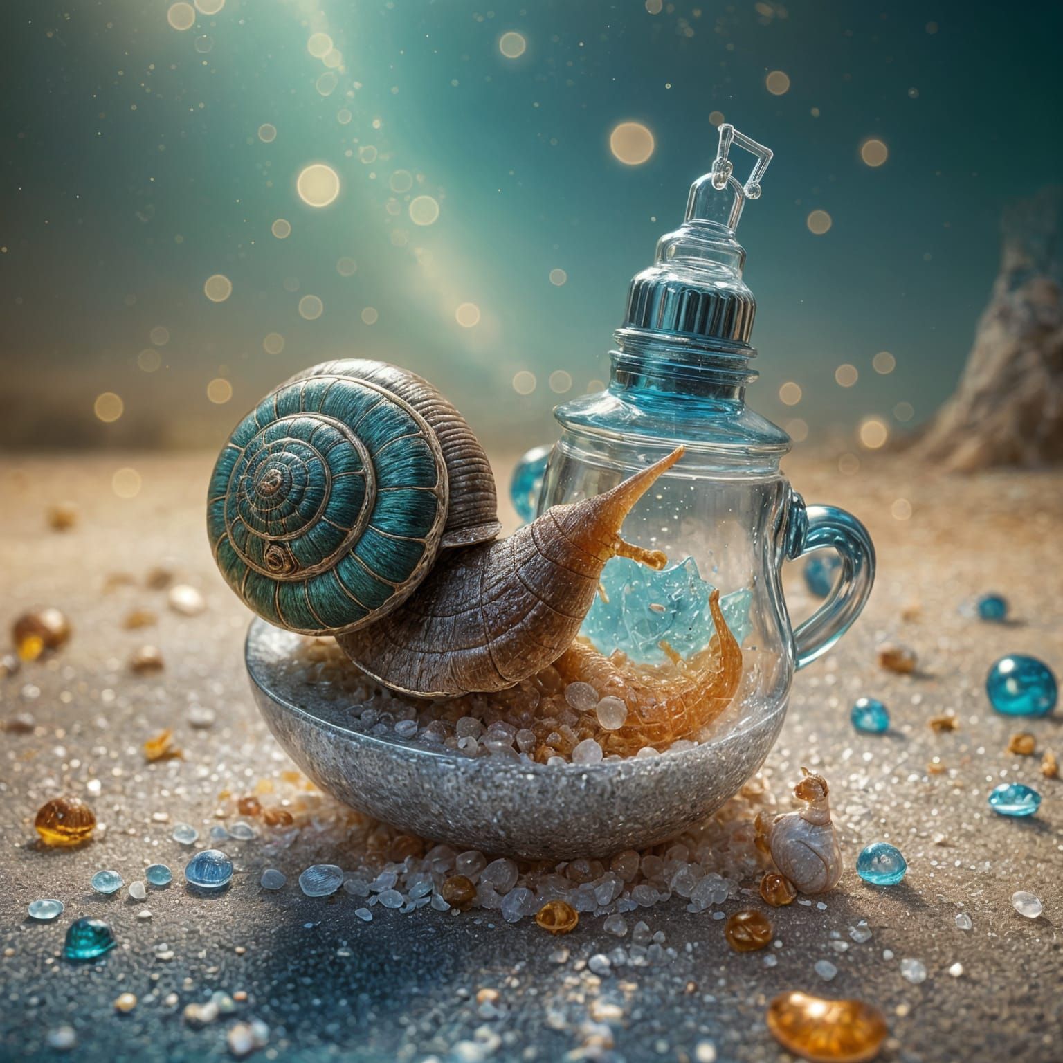 Glowing Snail Lantern Climbs a Salt Shaker