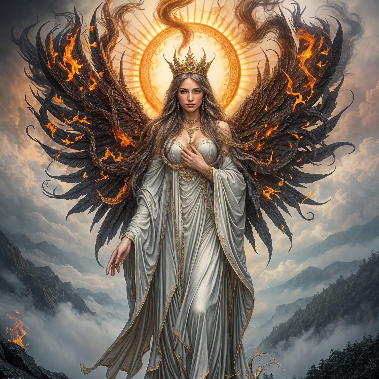 A Goddess in Dark Ethereal Flames