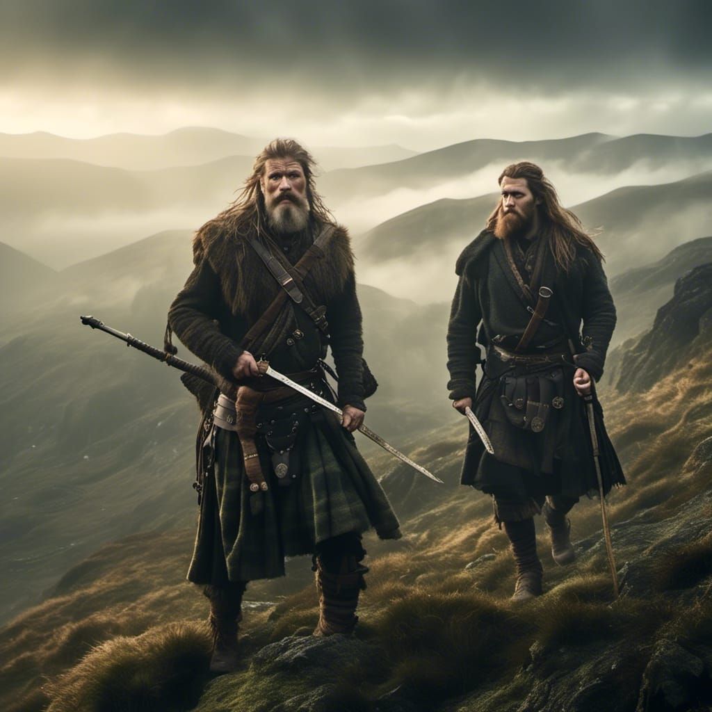 Highland Warriors with Claymores on Misty Mountain