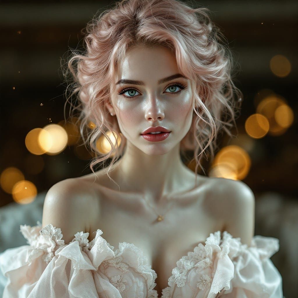 Graceful Woman in Abstract Expressionist Portrait