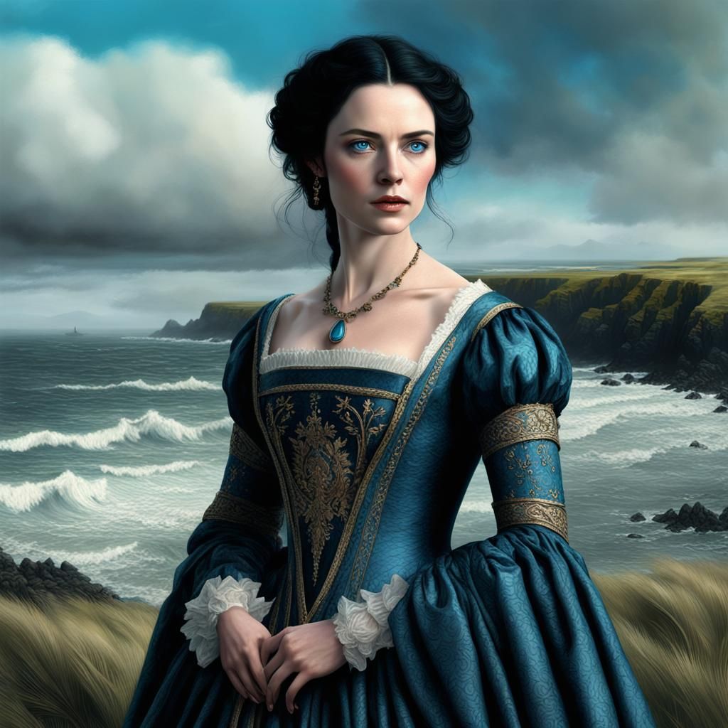 Beautiful Irish Woman on Shore of Irish Sea