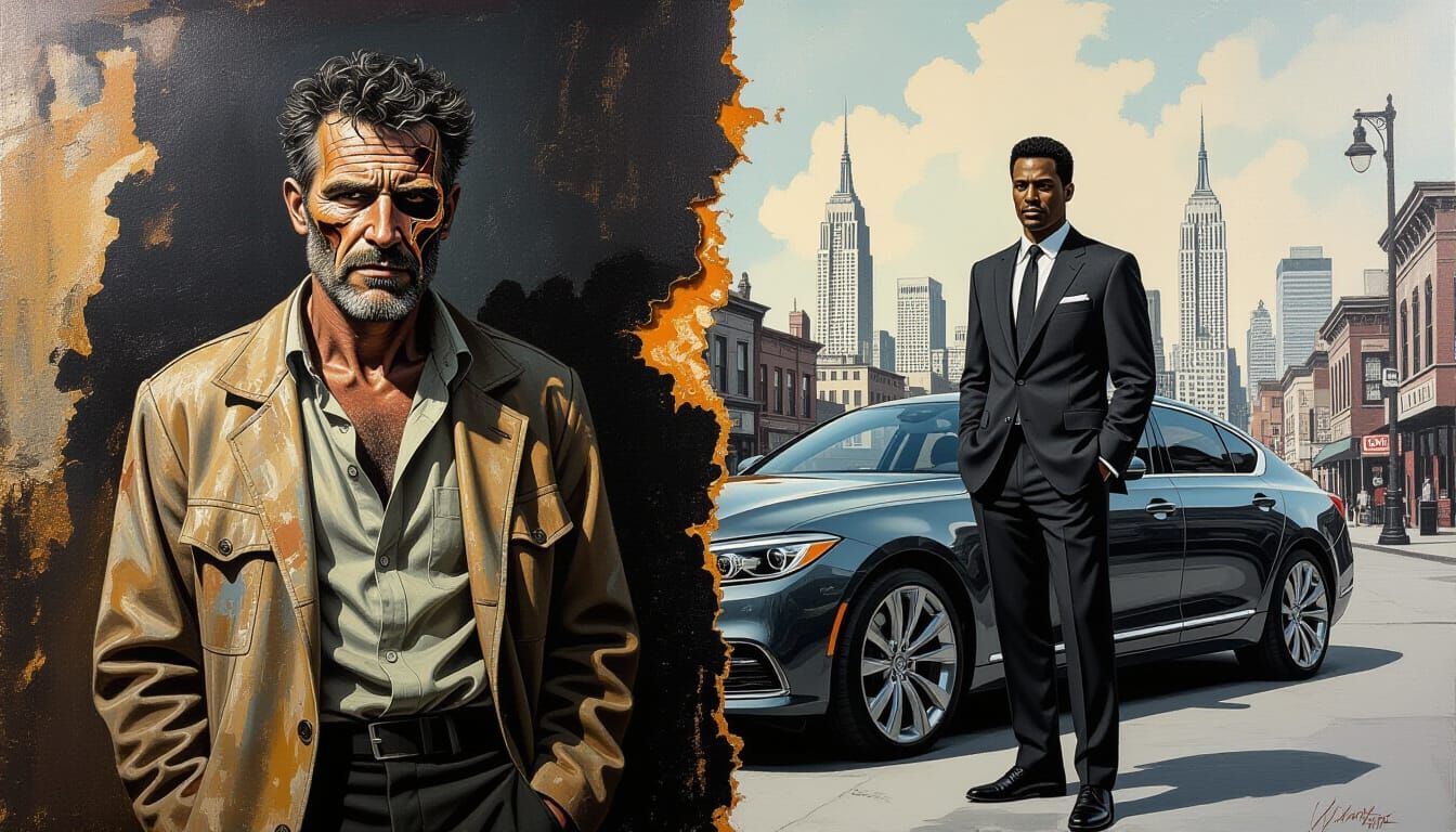 Contrasting Portrait Inspired by Mixed Media Art