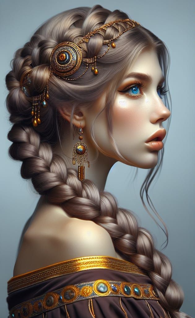 Wurdiz: Germanic Fate Goddess in Klimt Style