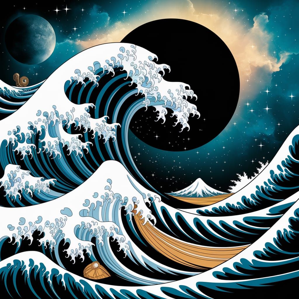 Stormy Ocean Waves Under a Celestial Moon