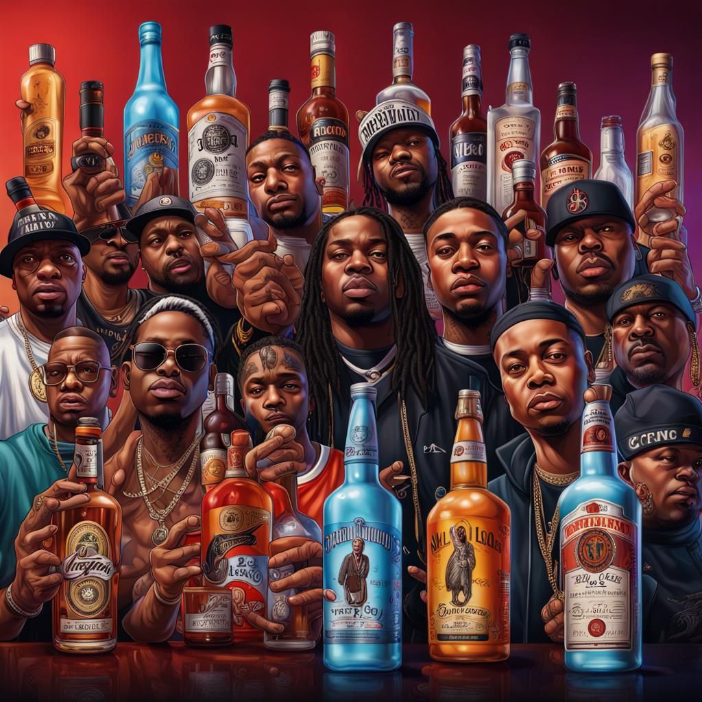 Chicago Club Scene with Rappers: Hyperrealistic Splash Art